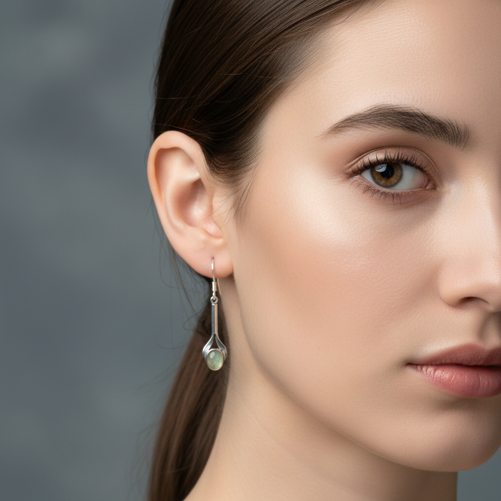 Серьги лабрадор Мадагаскар (серебро 925 пр. родир. бел.)