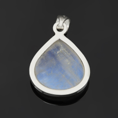 Кулон лунный камень (адуляр) Индия (серебро 925 пр. родир. бел.) капля