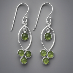 Серьги хризолит США (серебро 925 пр. родир. бел.)