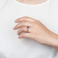 Кольцо аметист Бразилия (серебро 925 пр. родир. бел.) огранка размер 18