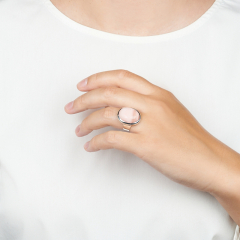 Кольцо родонит Россия (серебро 925 пр. родир. бел.) размер 17