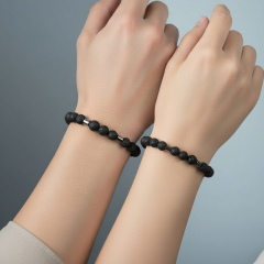 Браслет микс вулканическая лава, гематит 20 см