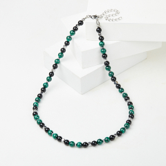 Бусы микс агат, гематит, малахит (сталь хир.) 45 см (+7 см)