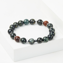 Браслет микс гематит, яшма 19 см (дерево)