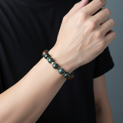 Браслет микс гематит, яшма 19 см (дерево)