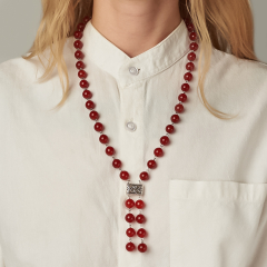 Бусы сердолик Ботсвана (колье) длинные 10 мм 60 см (биж. сплав)