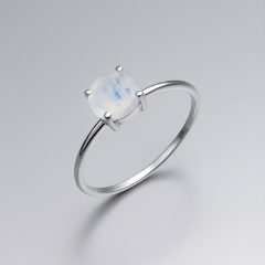 Кольцо лунный камень (адуляр) Индия (серебро 925 пр. родир. бел.) огранка размер 18