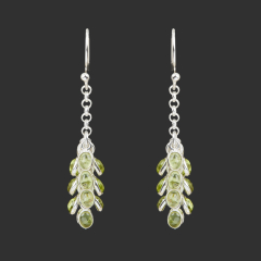 Серьги хризолит США (серебро 925 пр. родир. бел.)