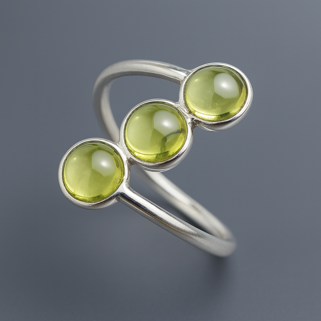 Кольцо хризолит США (серебро 925 пр. родир. бел.) размер 17,5