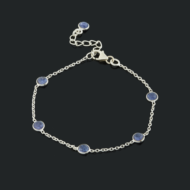 Браслет танзанит Танзания 4 мм 17 см (+3 см) (серебро 925 пр. родир. бел.)