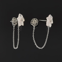 Серьги розовый кварц Бразилия (сталь хир.) пуссеты