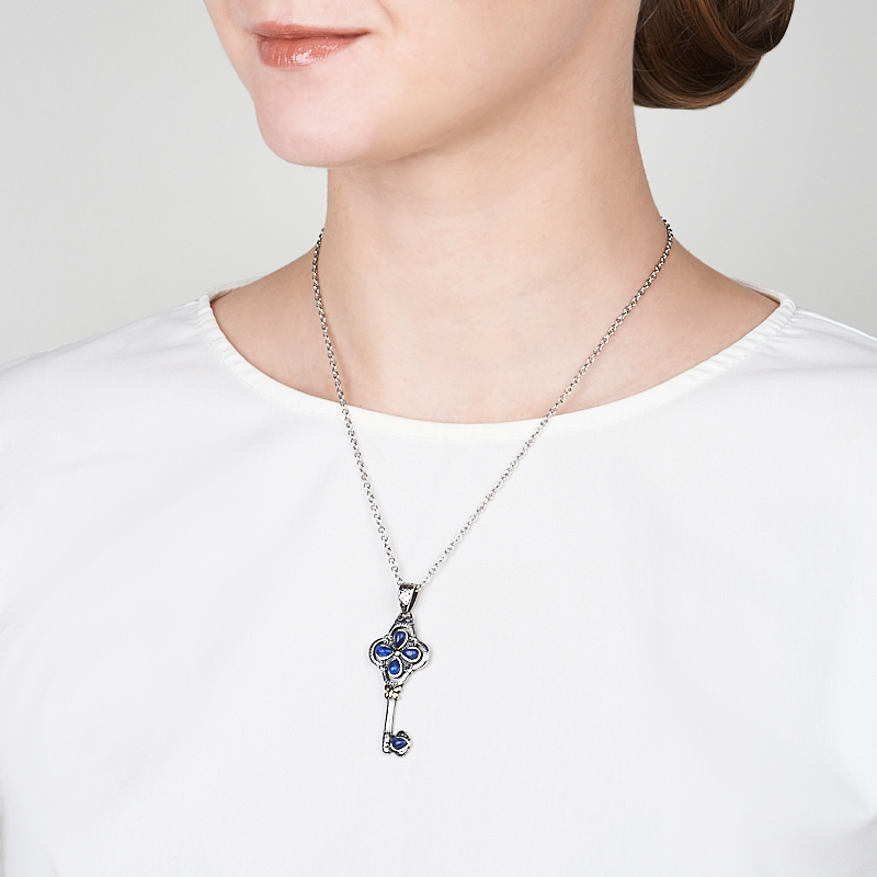 Кулон лазурит Афганистан (сталь хир. позолота) ключик 6 см