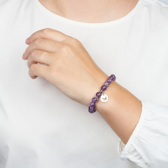 Браслет аметист Бразилия (сталь хир.) 8 мм 17 см