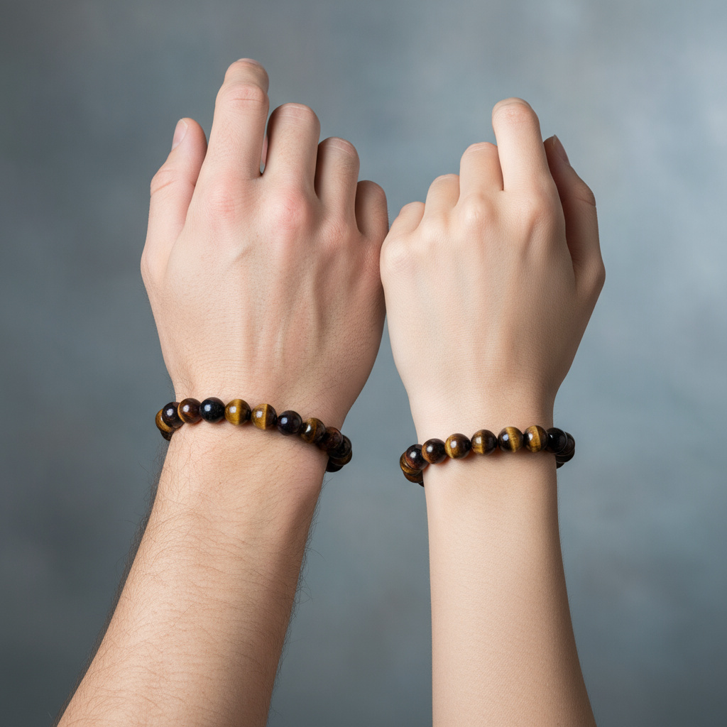 Браслет микс бычий глаз, тигрово-соколиный глаз 12 мм 16 см