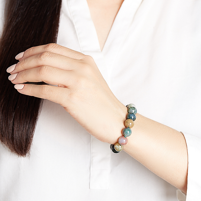 Браслет агат моховой Индия 10 мм 18 см