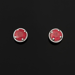 Серьги рубин Мьянма (серебро 925 пр. родир. бел.) пуссеты огранка