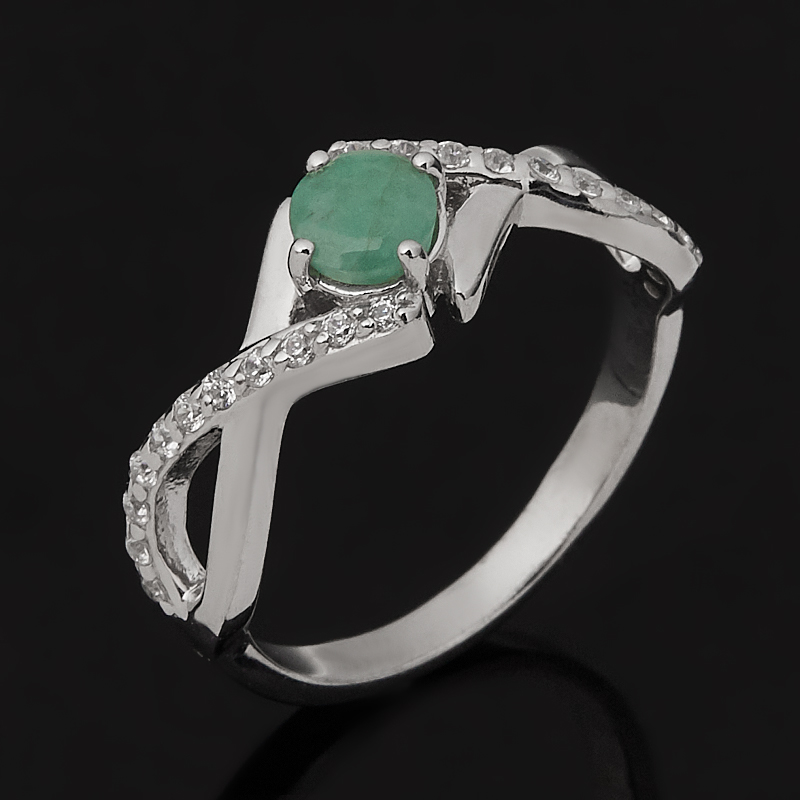 Кольцо изумруд Колумбия (серебро 925 пр. родир. бел.) огранка размер 18,5