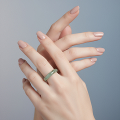 Кольцо авантюрин зеленый Индия (цельное) размер 19,5