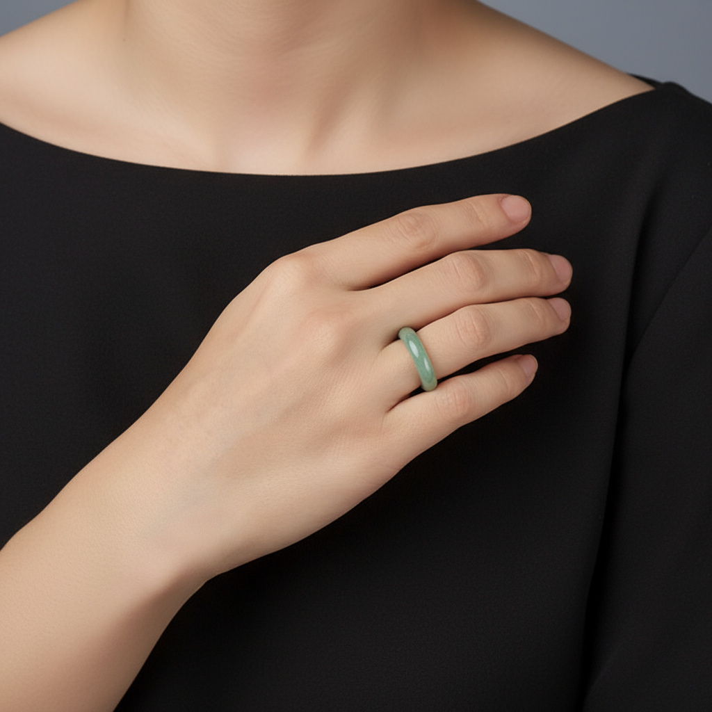 Кольцо авантюрин зеленый Индия (цельное) размер 19