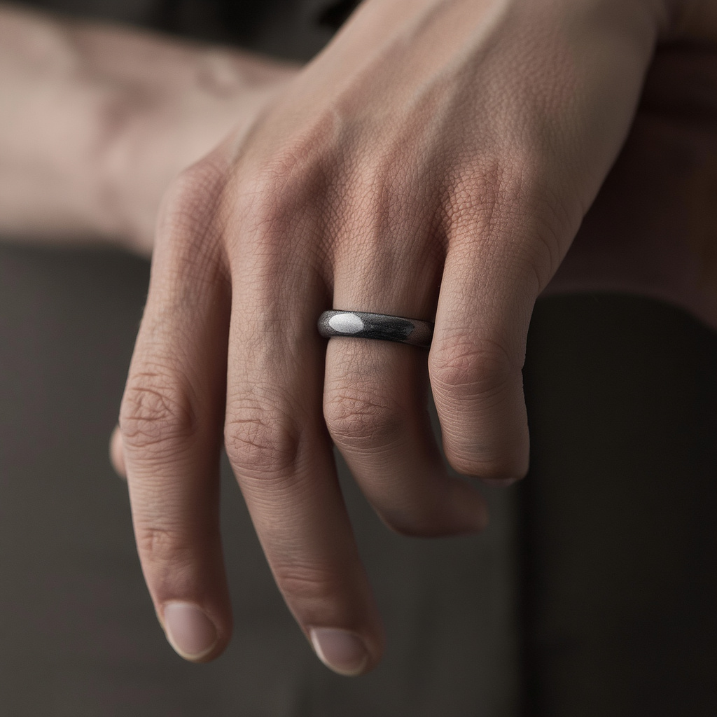 Кольцо обсидиан серебристый Мексика (цельное) размер 19