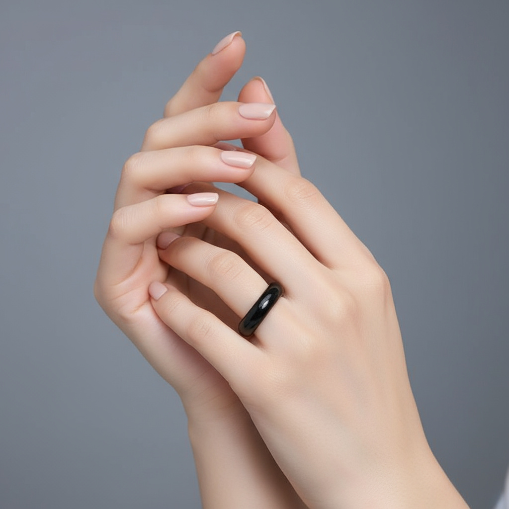 Кольцо обсидиан черный Мексика (цельное) размер 19