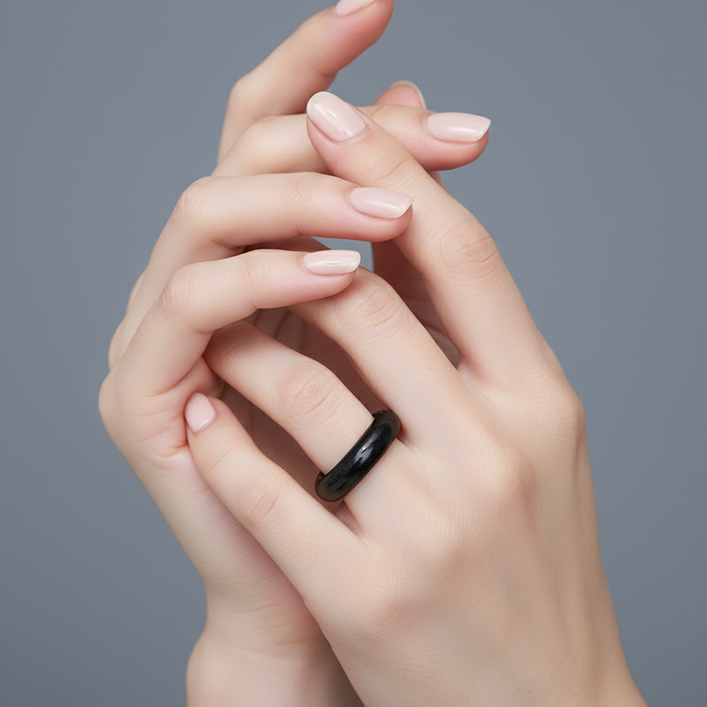 Кольцо обсидиан черный Мексика (цельное) размер 19