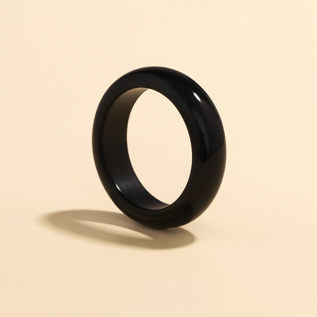 Кольцо обсидиан черный Мексика (цельное) размер 19