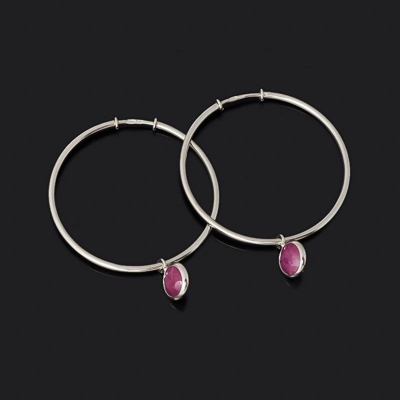 Серьги рубин Мьянма (серебро 925 пр. родир. бел.) огранка