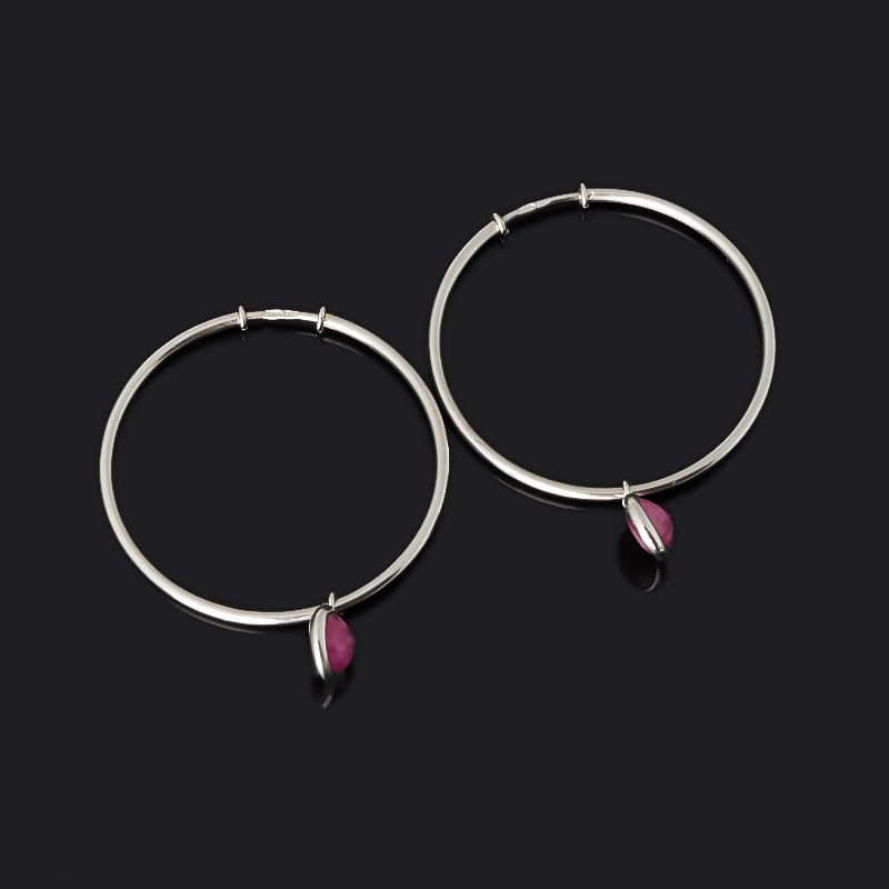 Серьги рубин Мьянма (серебро 925 пр. родир. бел.) огранка