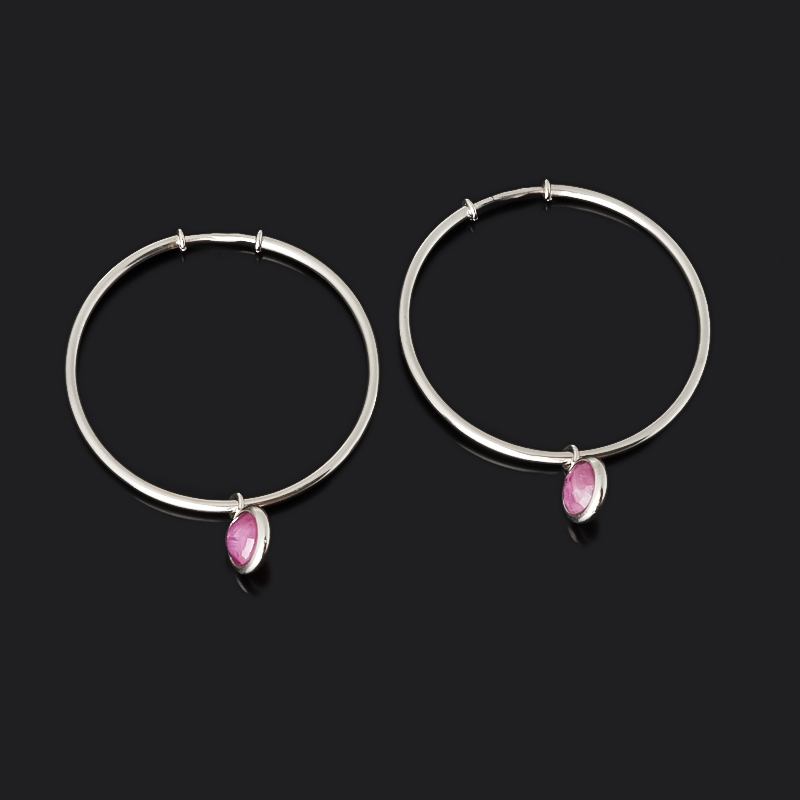 Серьги рубин Мьянма (серебро 925 пр. родир. бел.) огранка