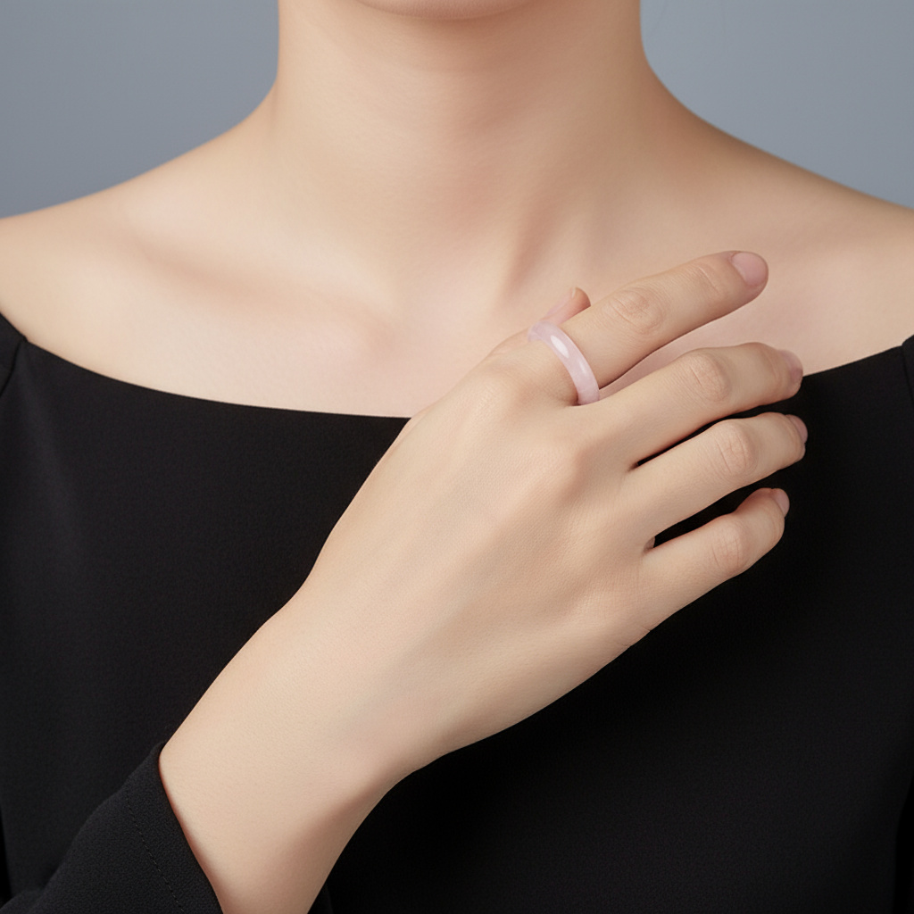 Кольцо розовый кварц Бразилия (цельное) размер 19