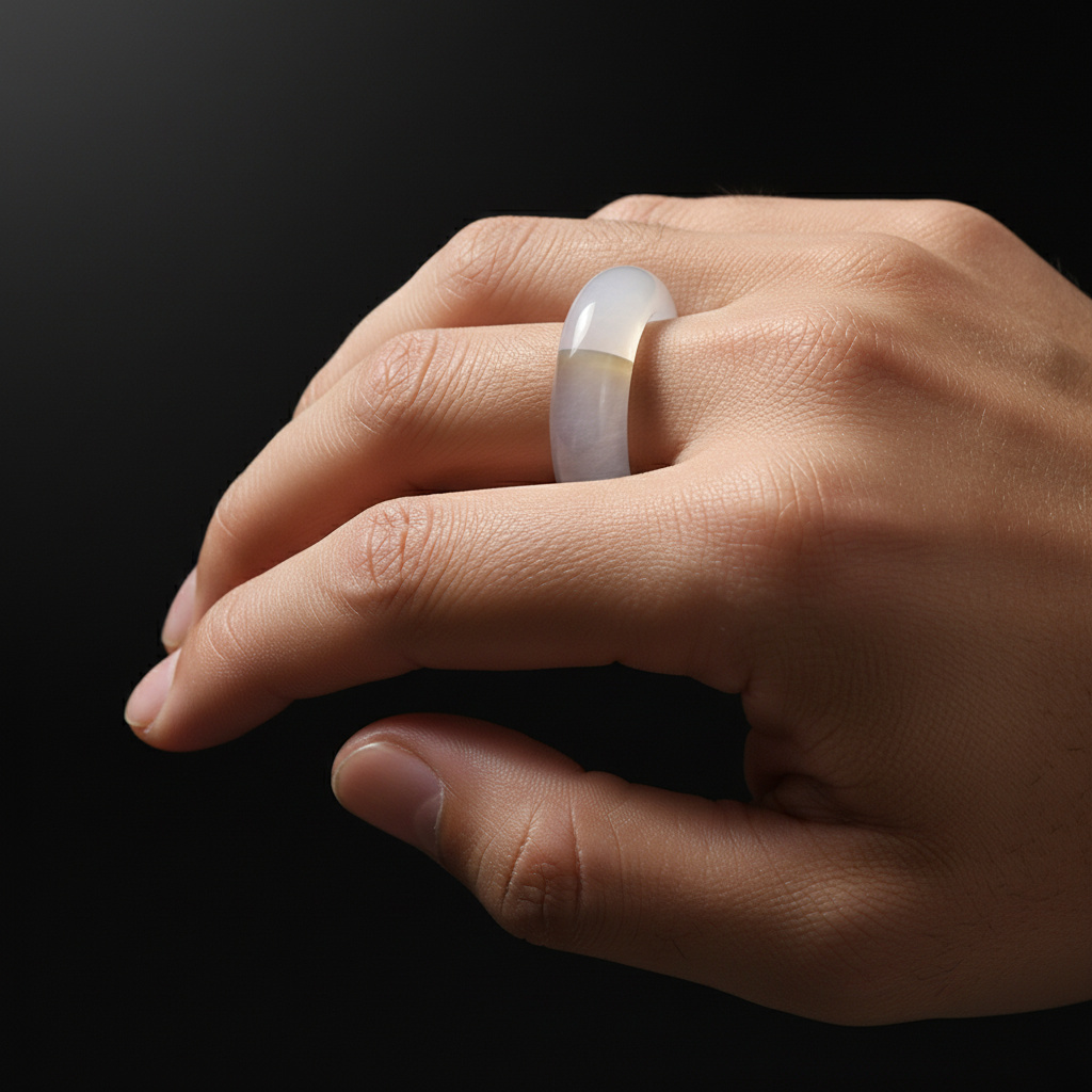 Кольцо агат белый Индия (цельное) размер 19