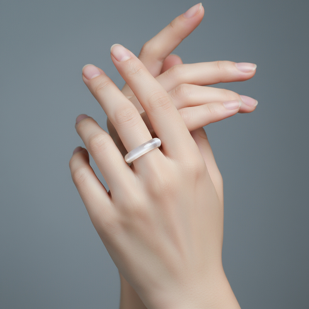 Кольцо агат белый Индия (цельное) размер 19