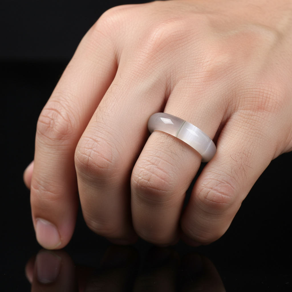 Кольцо агат белый Индия (цельное) размер 19,5