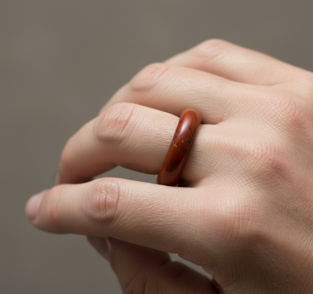 Кольцо яшма красная ЮАР (цельное) размер 18,5