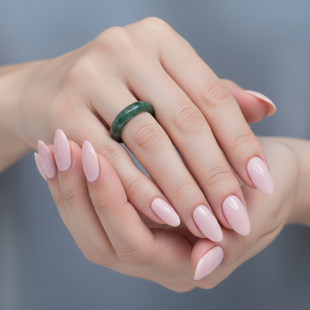 Кольцо агат моховой Индия (цельное) размер 19