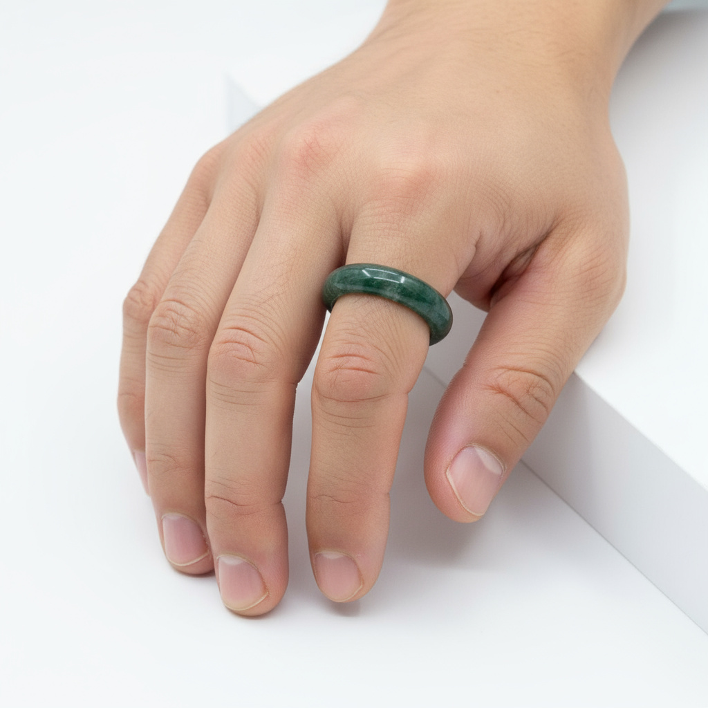Кольцо агат моховой Индия (цельное) размер 19