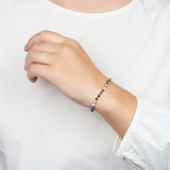 Браслет микс гематит, лунный камень (сталь хир.) 17 см (+3 см)