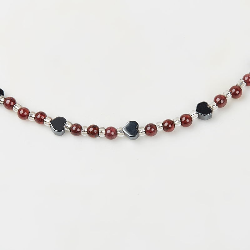 Чокер микс гематит, гранат (сталь хир.) 3 мм 38 см (+7 см)