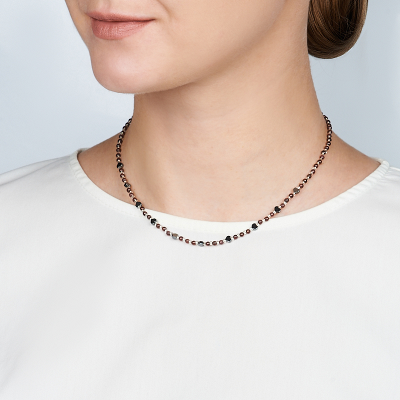 Чокер микс гематит, гранат (сталь хир.) 3 мм 38 см (+7 см)