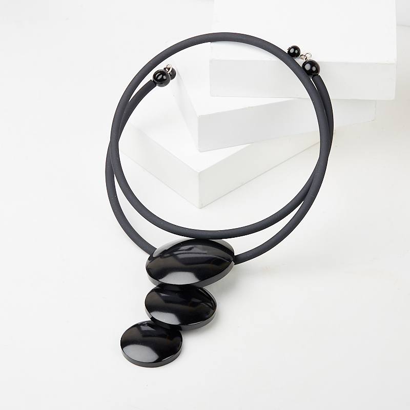 Бусы гагат Грузия (каучук, биж. сплав) (колье) (регулируемый)