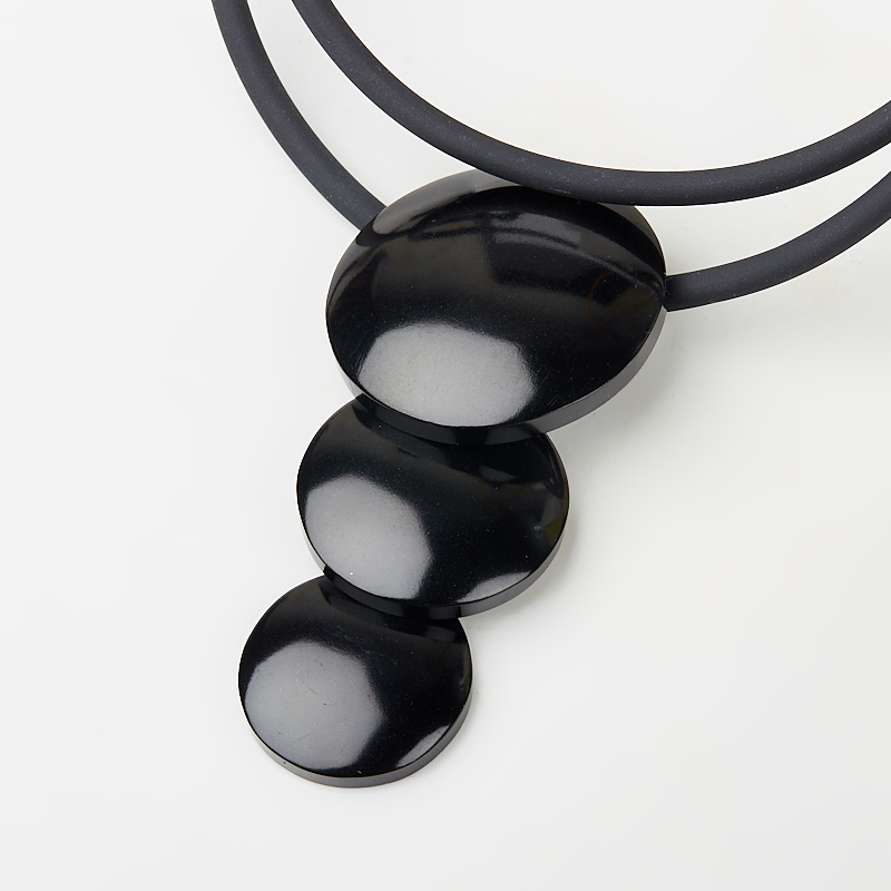 Бусы гагат Грузия (каучук, биж. сплав) (колье) (регулируемый)