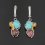 Серьги микс бирюза, турмалин (нейзильбер платинир., позолота, рутений)