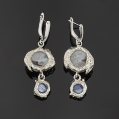 Серьги микс агат, кианит (нейзильбер)