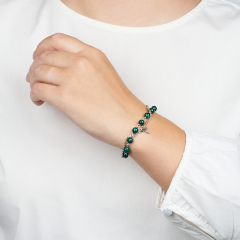 Браслет малахит Конго (сталь хир.) 6 мм 16 см (+3 см)