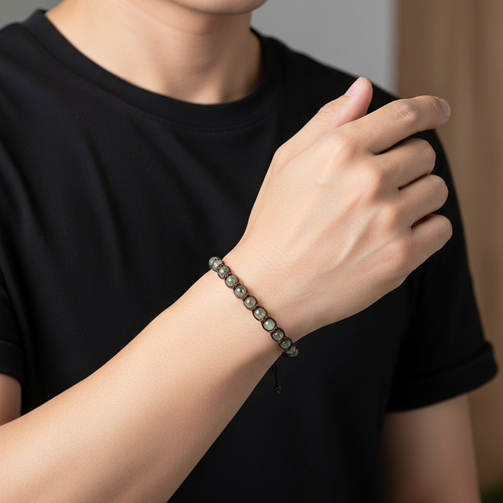 Браслет пренит ЮАР (текстиль) шамбала 6 мм 16 см (регулируемый)