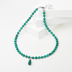 Бусы микс гематит, малахит (сталь хир.) (колье) 45 см (+7 см)