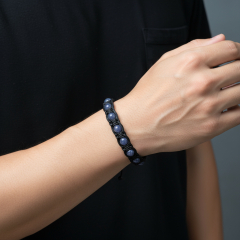 Браслет иолит (кордиерит) Индия (текстиль) шамбала 6 мм 19 см (регулируемый)