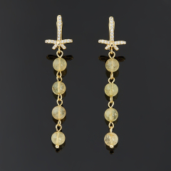 Серьги цитрин Бразилия (биж. сплав позолота)