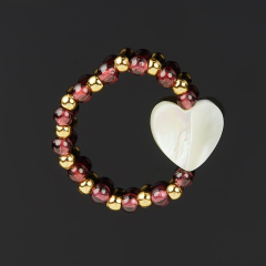 Кольцо микс гранат, перламутр размер 17